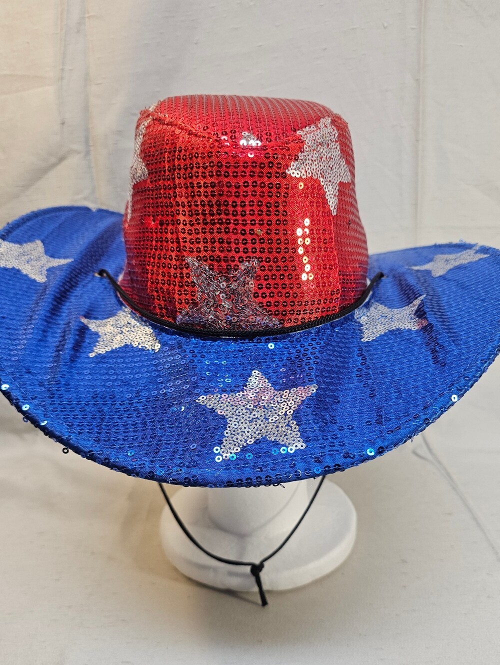 Red Silver & Blue Sequin Star Patriotic Cowboy Hat